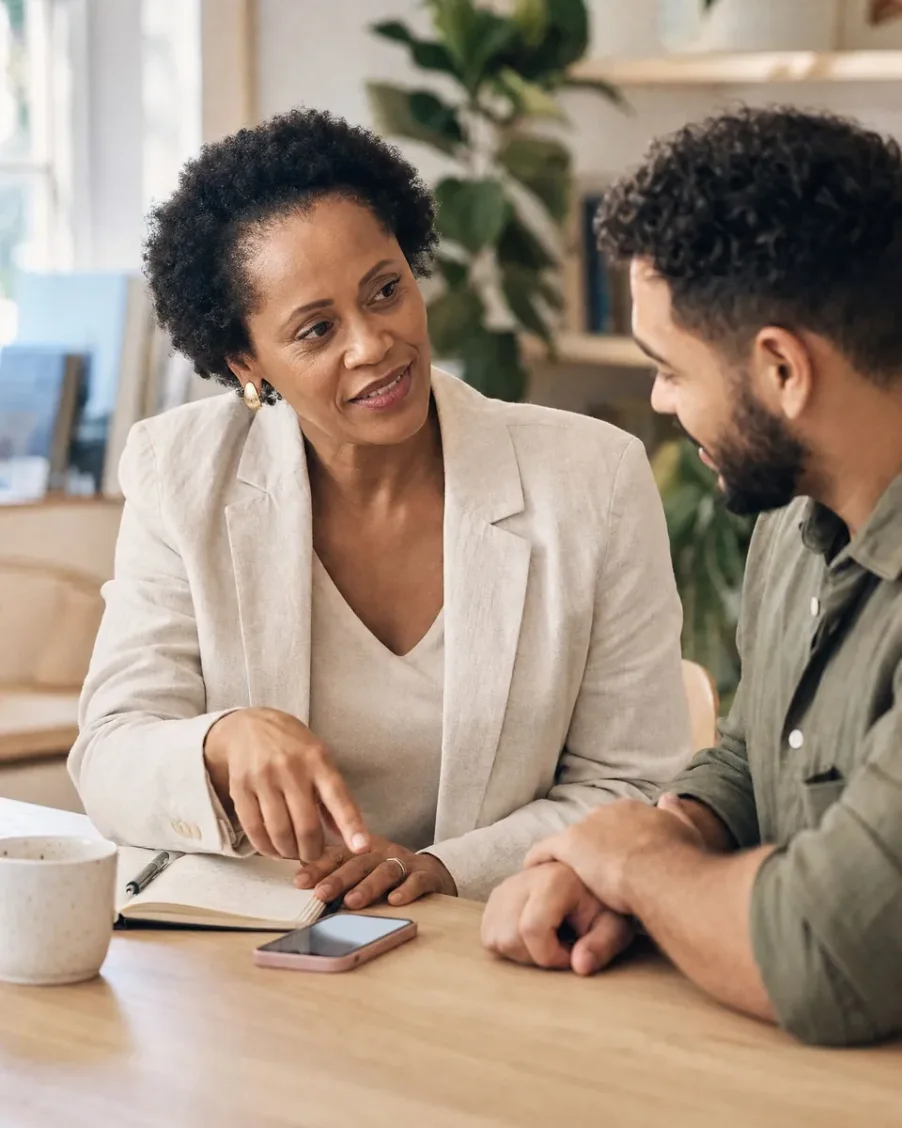 Educador financeiro conversando com um aluno